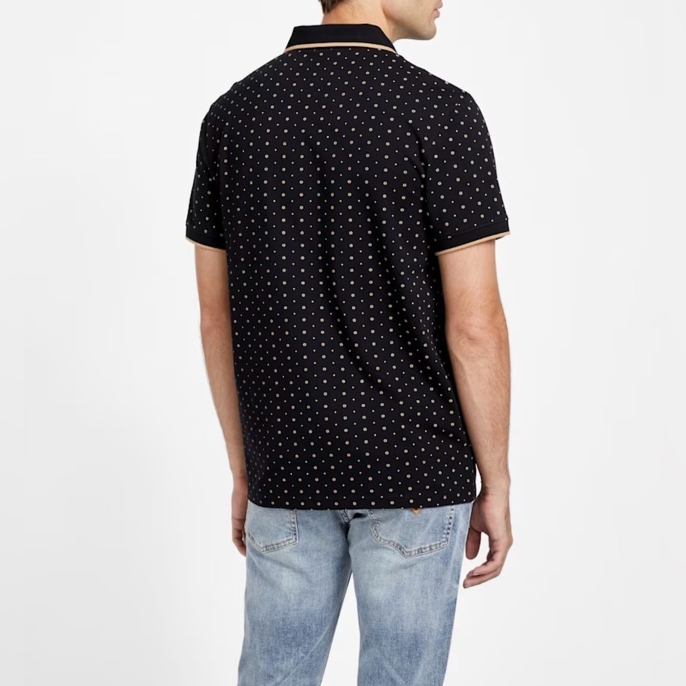 Guess Black Tan Ria Geometric Polo | GUESS Shirt - Picture 3 of 11
